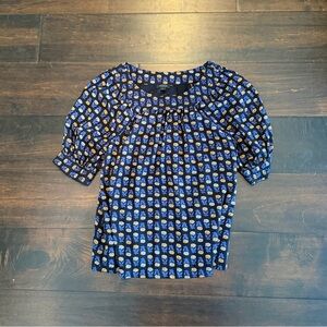 Ann Taylor Blue and Yellow Floral Blouse